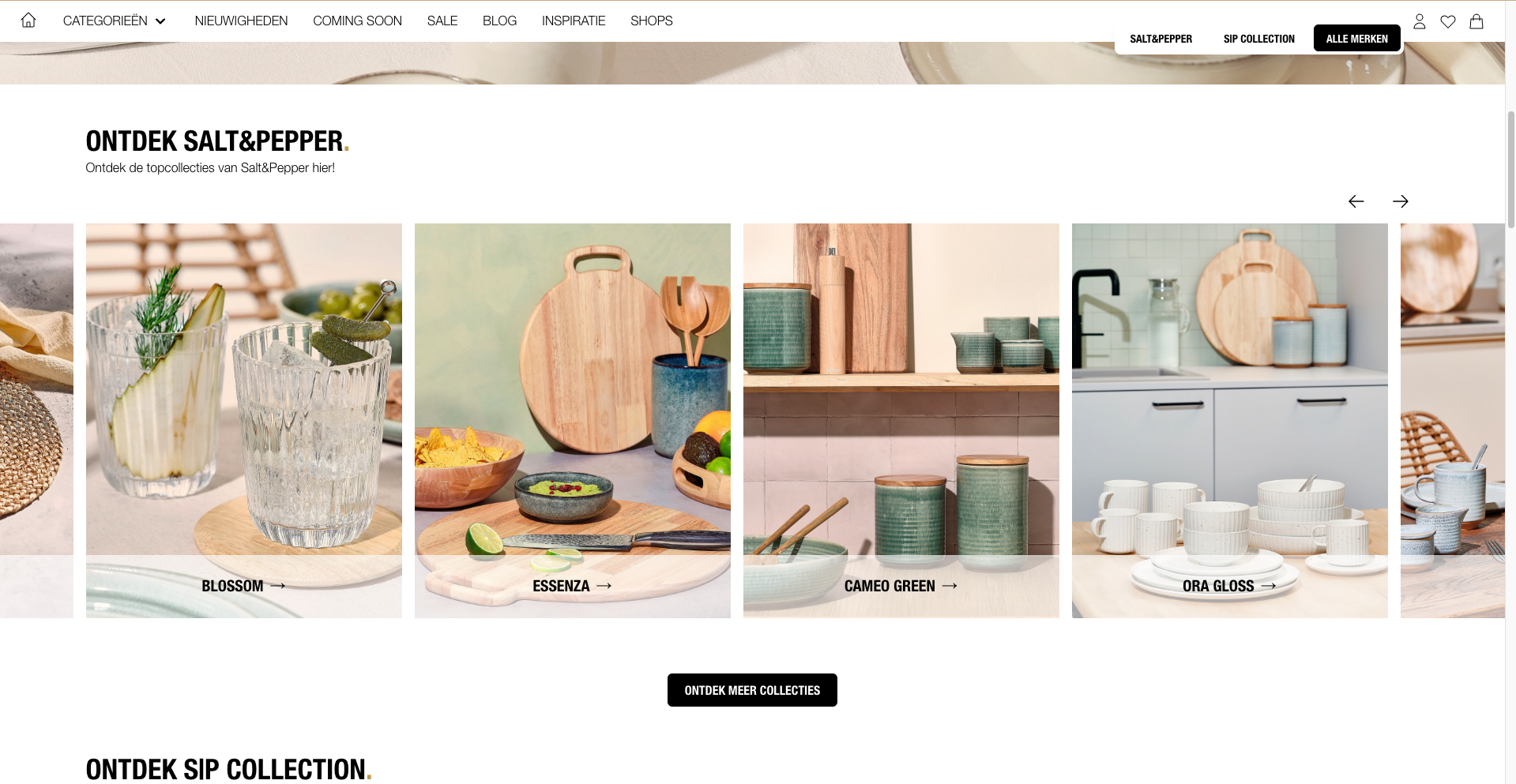 Screenshot van de website van De Koffieboon