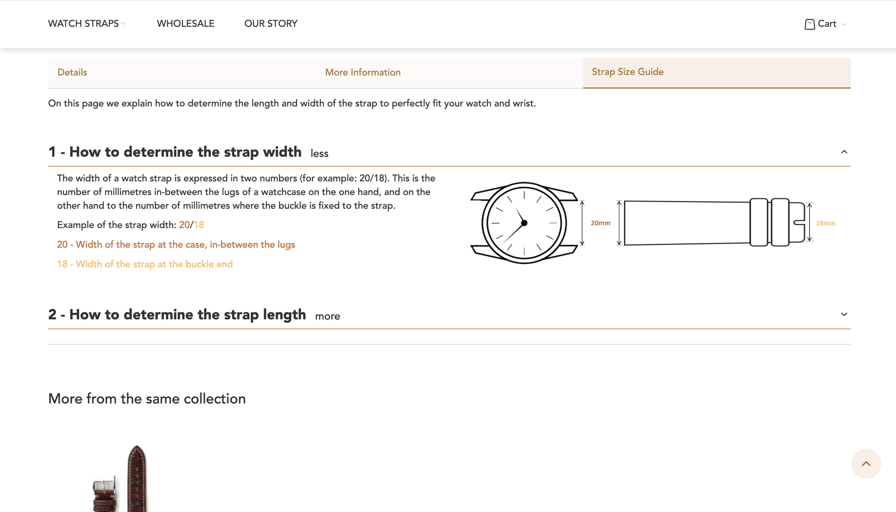 Een webpagina van de webshop van LIC met verschillende horlogebandjes op.