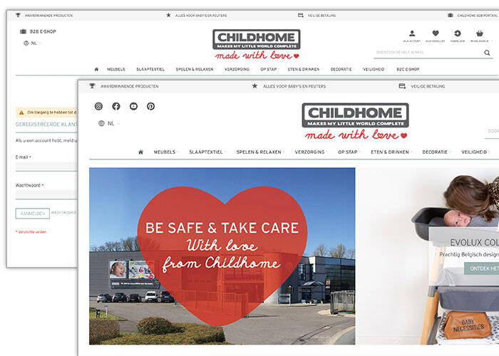 Een webpagina van de Childhome webshop.
